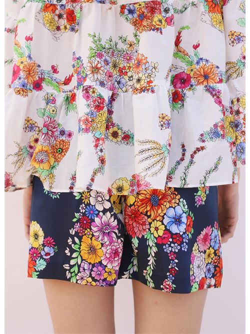 Short in seta blu a fiori Laboratorio Capri | MARIKAFIORIPESCIBLU